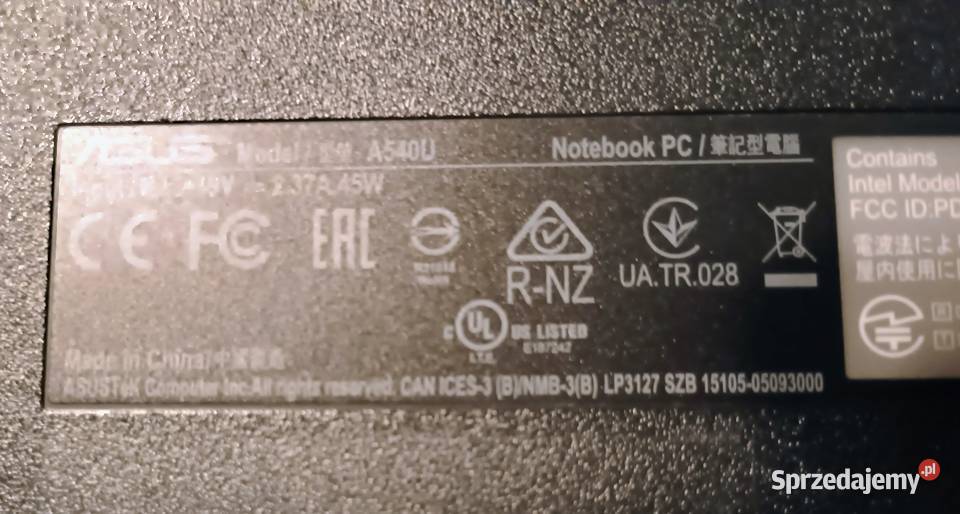 Komputer Asus A 540U Wągrowiec