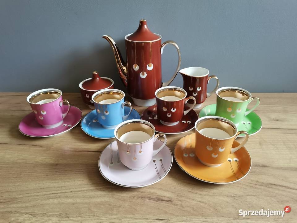 Stary serwis kawowy June Ćmielów W Potacki PRL Katowice