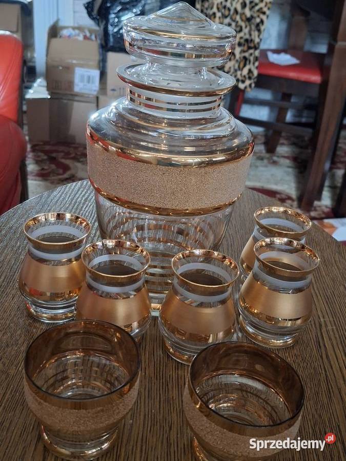 Serwis do alkoholu złocony Wyposażenie wnętrz Warszawa sprzedam