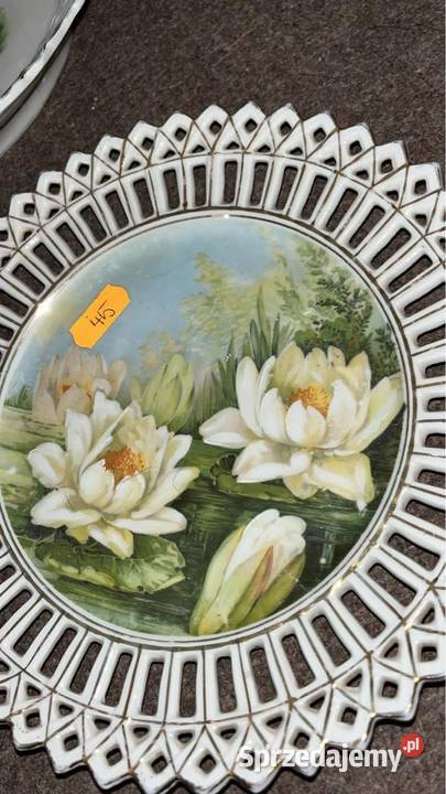 Patera z ażurem Nenufary Biała porcelana złocona Porcelana i szkło Porcelana i szkło pomorskie Gdańsk