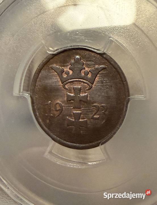 Monety 2 Fenigi 1923 PCGS MS65 zachodniopomorskie Giezkowo