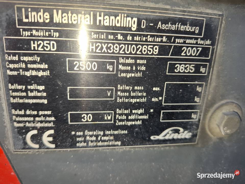 Wózek widłowy Linde H25D 392stan kabina dolnośląskie Targoszyn sprzedam