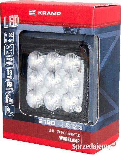 Lampa robocza LED kwadratowa 18W 2160lm 1236V z