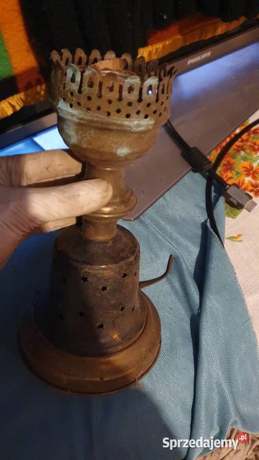 Stara lampa elektryczna miedziowa świecznik Warszawa