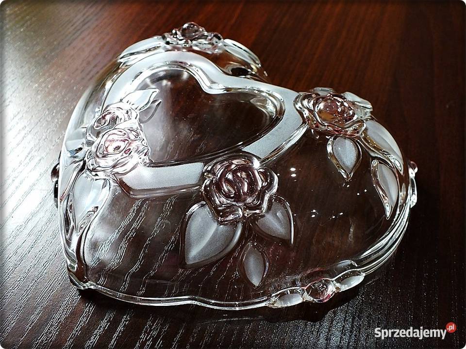 Szklane Serce Serduszko Róże Misa Patera szklana Porcelana i szkło Żary