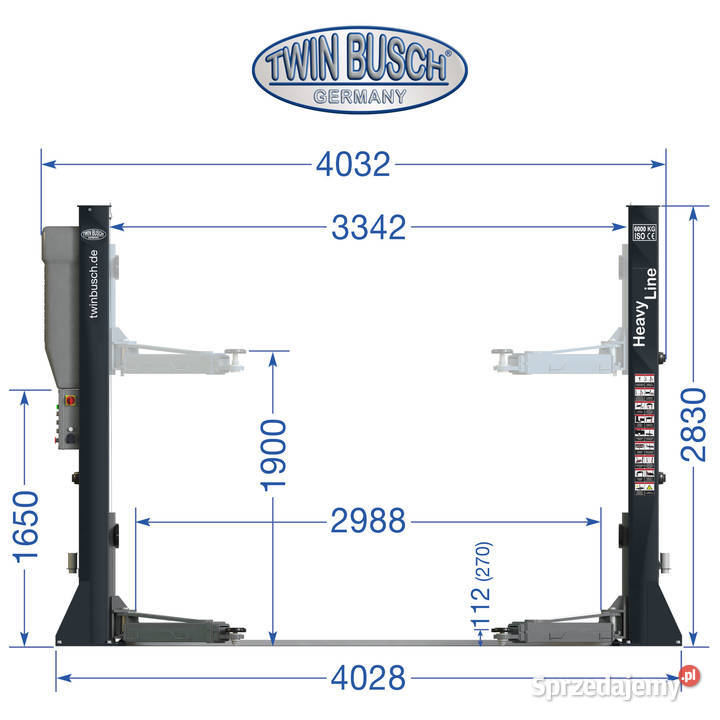 Podnośnik Dwukolumnowy TW 260G Heavy Line 60t Tychy