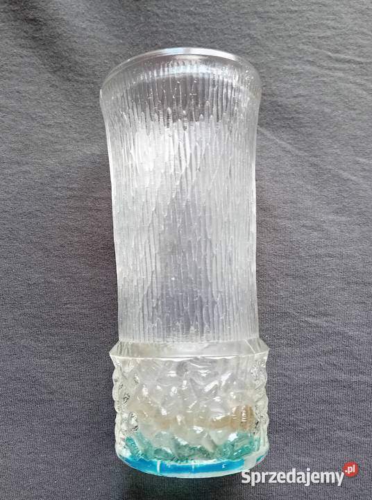 Wazon Sklo Union lata 70e Szkło mrożone wielkopolskie Koźminek