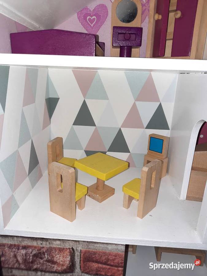 Drewniany domek lalek duży mebelki odbiór Łódź