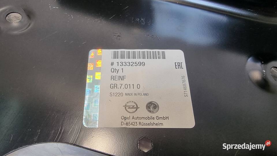 OPEL ASTRA J IV wzmocnienie wnęki koła lewy