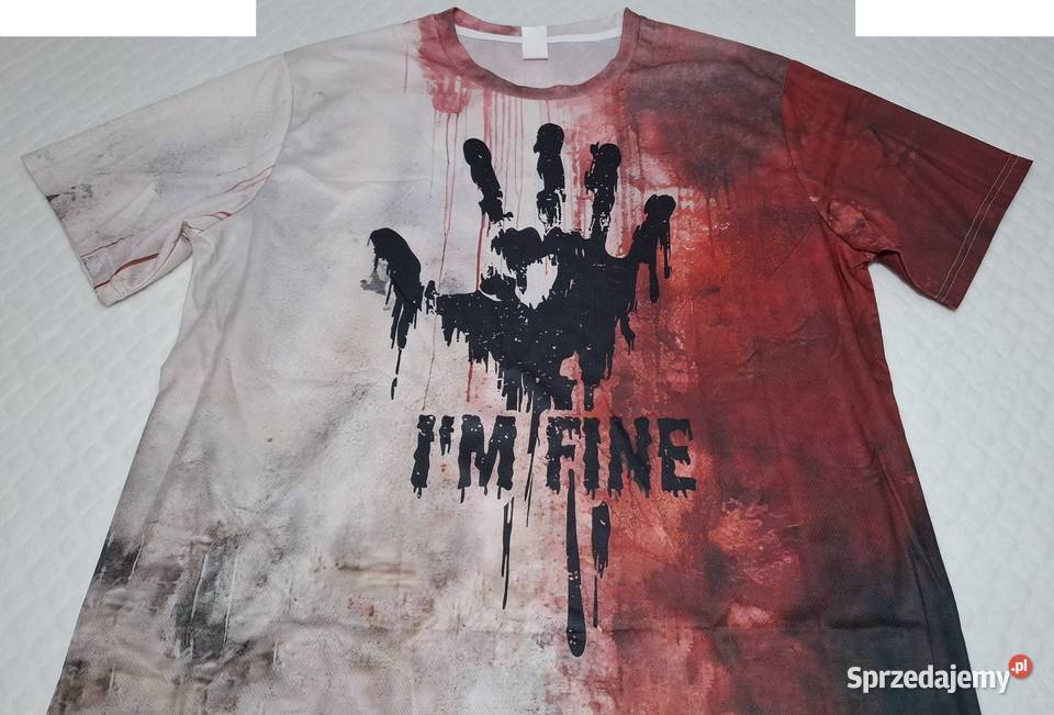 Koszulka krótki rękaw Tshirt czerwona odcisk