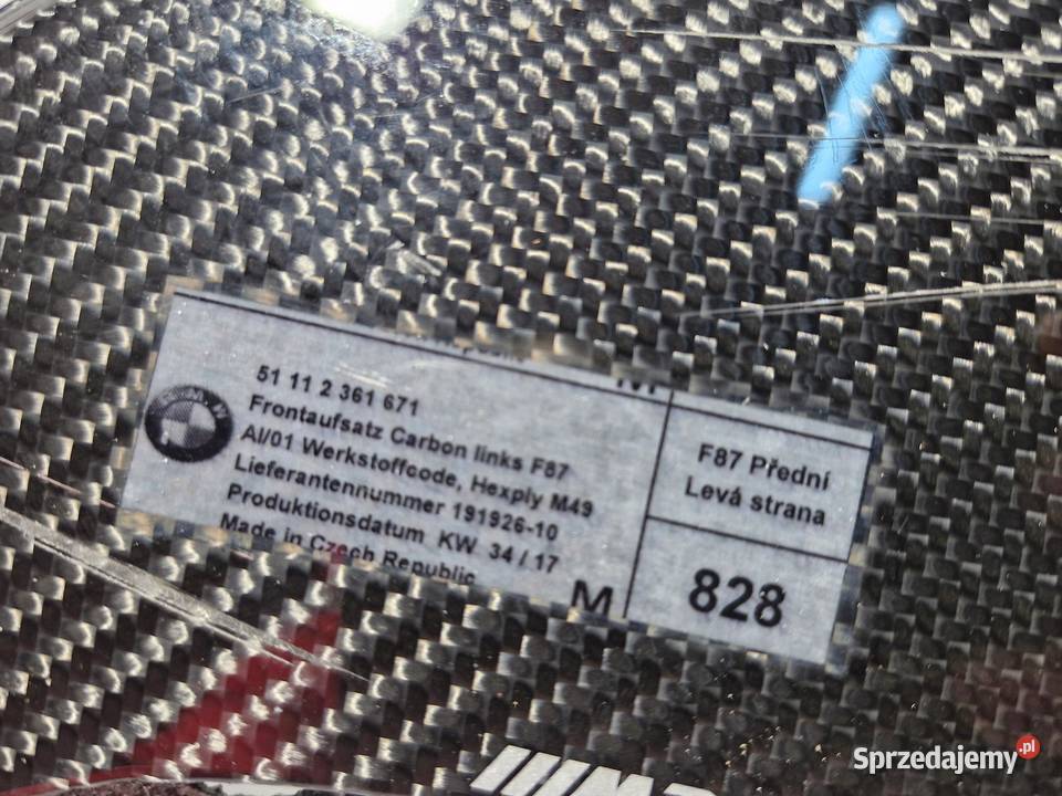 BMW F87 SPOILER NAKŁADKA ZDERZAKA CARBON