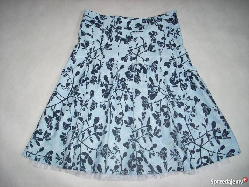 Spódnica GRANAT kwiaty niebieska TIUL S M j nowa Rozkloszowana  małopolskie Nowy Sącz
