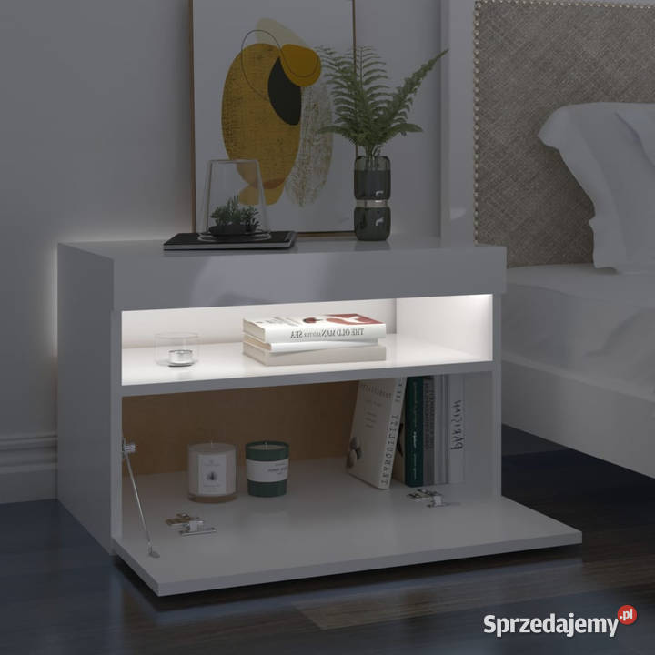 Szafki TV z LED 2 wysoki połysk białe 60x35x40 RTV Warszawa