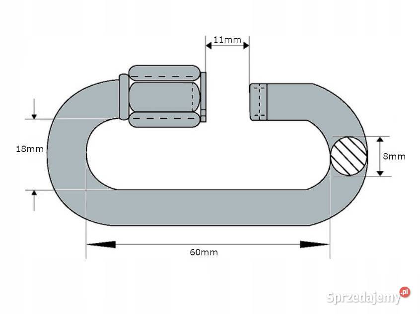 Ogniwo karabińczyk szekla rozkręcana 8 x 80 Do maszyn uprawowych Kamionna