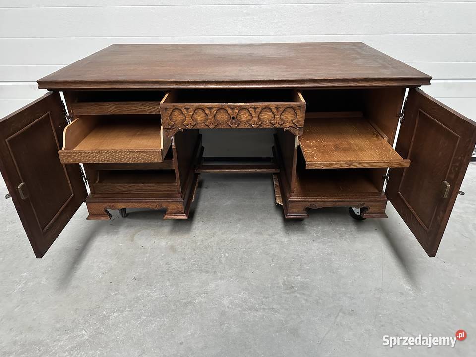 Piękny antyczny dębowy gabinet biblioteka Sławoszewek