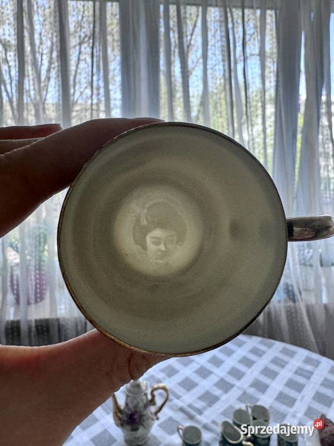 Japoński Serwis KUTANI z litografią gejszy