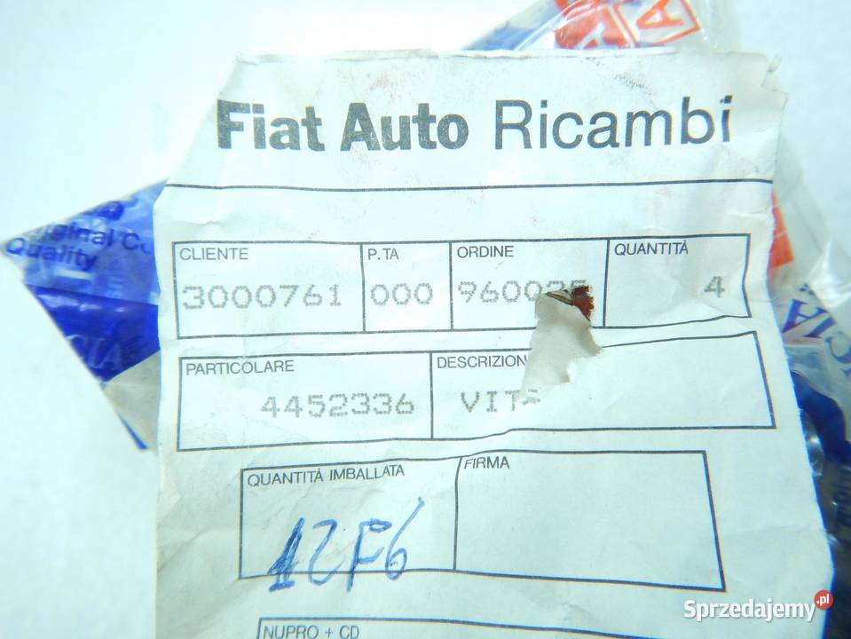 ŚRUBA GŁOWICY FIAT PUNTO 9906 STILO 0206 ORI ASO Motoryzacja sprzedam