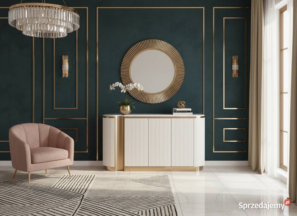 Ryflowana komoda biała złota Nutris Glamour Golkowice