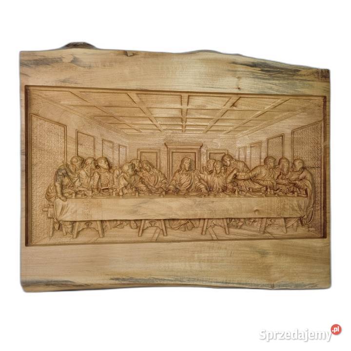 Ostatnia Wieczerza drewniana płaskorzeźba drewno Malechowo