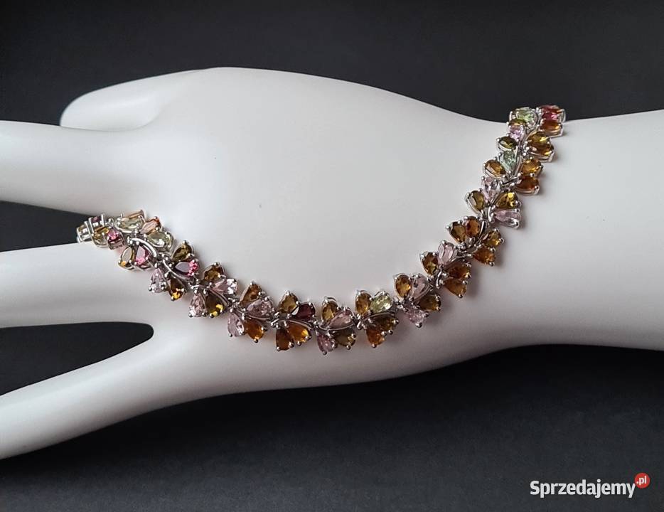 Srebrna bransoletka z kolorowymi turmalinami srebro Otwock