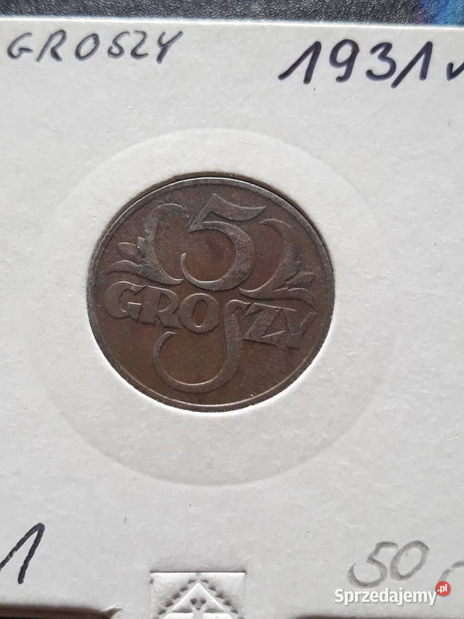 5 Groszy 1931 r 1 ładne rzadkie wielkopolskie Konin sprzedam