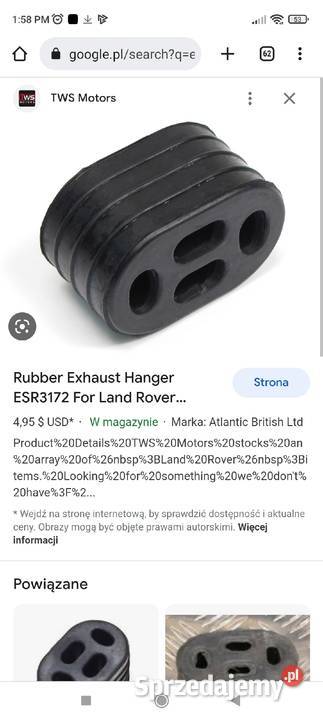 Guma wieszaka wydechu nową 3 esr3172 land rover Olsztyn