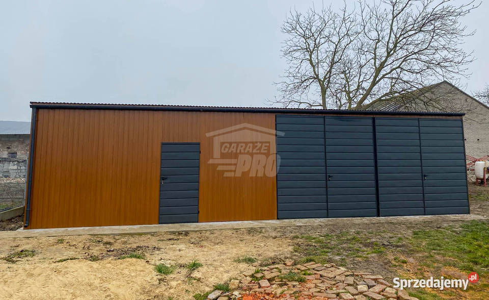 Garaż blaszany 12x6m 2x Brama drzwi Dach rynna Architektura ogrodowa Słupsk