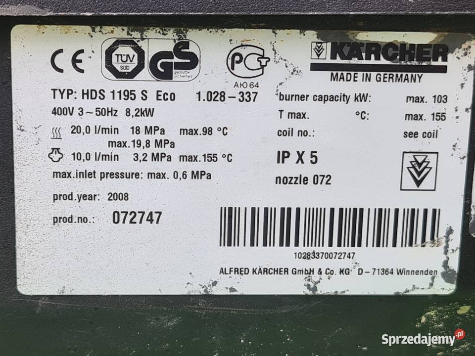Myjka gorąco wodna KARCHER HDS 1195 S Eco Radom sprzedam