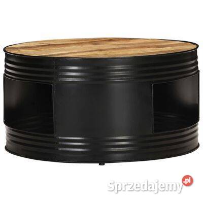 Stolik kawowy czarny 68x68x36 lite surowe drewno Warszawa