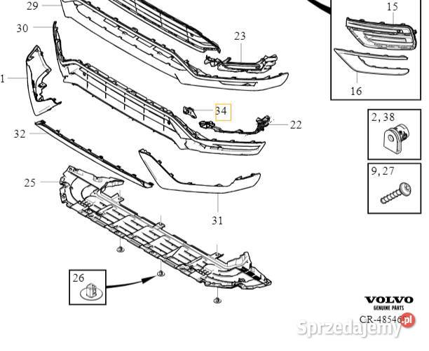 VOLVO XC90 II lewy wewnetrzny wspornik koszyk Gadgety motoryzacyjne Bielany Wrocławskie