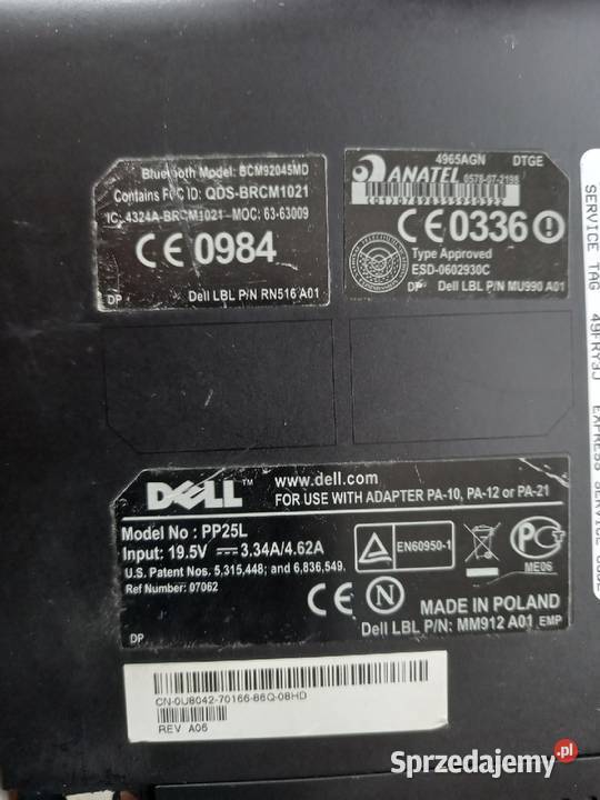 Laptop na części Dell model PP25L
