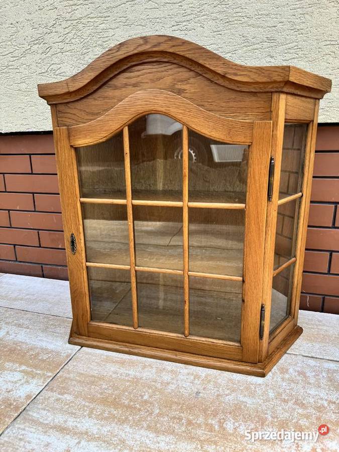 Witrynka ścienna wisząca stylowa dębowa półka Kredensy i witryny