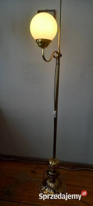 Mosiężna lampa podłogowa z ruchomym ramieniem
