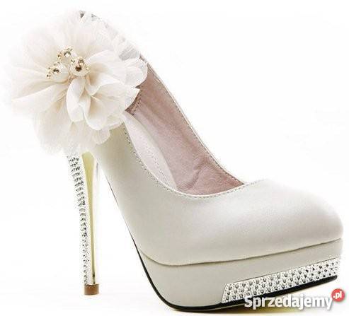 SZPILKI KWIATY 13 3543 BUTY ŚLUBNE IVORY Rybakówka