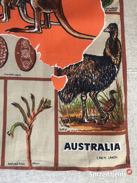 Lniana serwetka ściereczka vintage Australia Warszawa