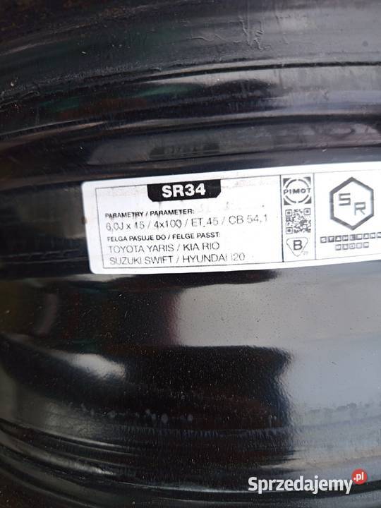 Felgi stalowe Kia 4x100 15 Hyundai toyota Yaris Średnica 15" Kąty Wrocławskie