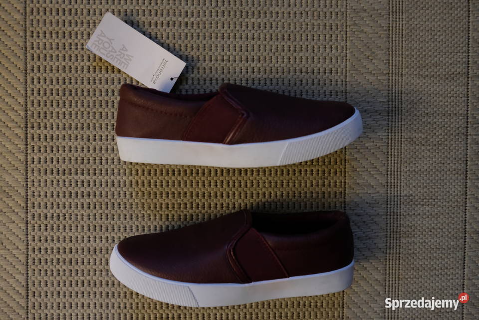Burgundowe trampki tenisówki buty slip on Półbuty Toruń