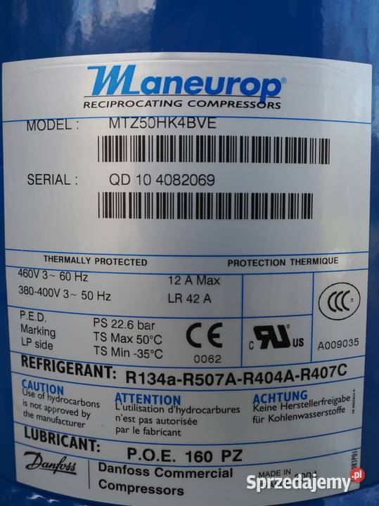 NOWA Sprężarka Danfoss Maneurop MTZ50HK4BVE Poznań