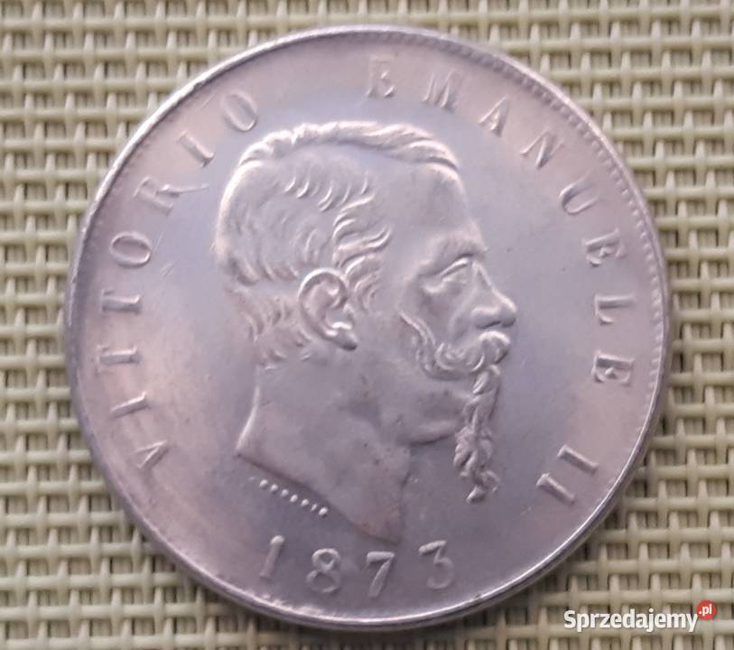Moneta Kopia 5 LIRÓW 1873 VITTORIO EMANUEL II 18 Pruszków