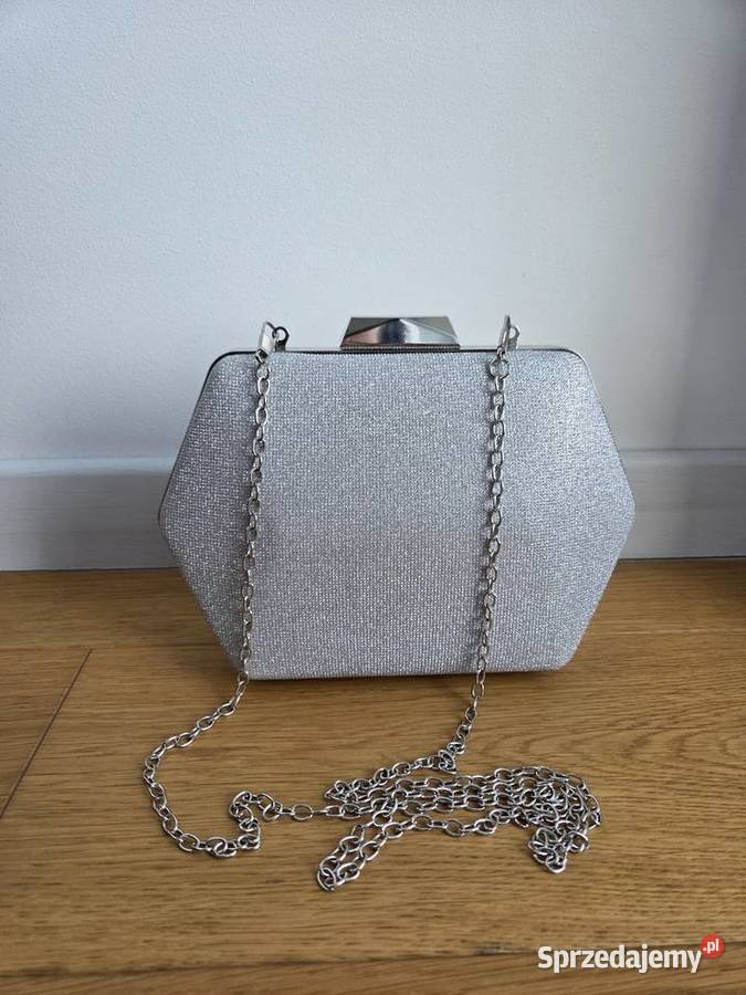 Srebrna mała torebka kopertówka błyszcząca Liszki