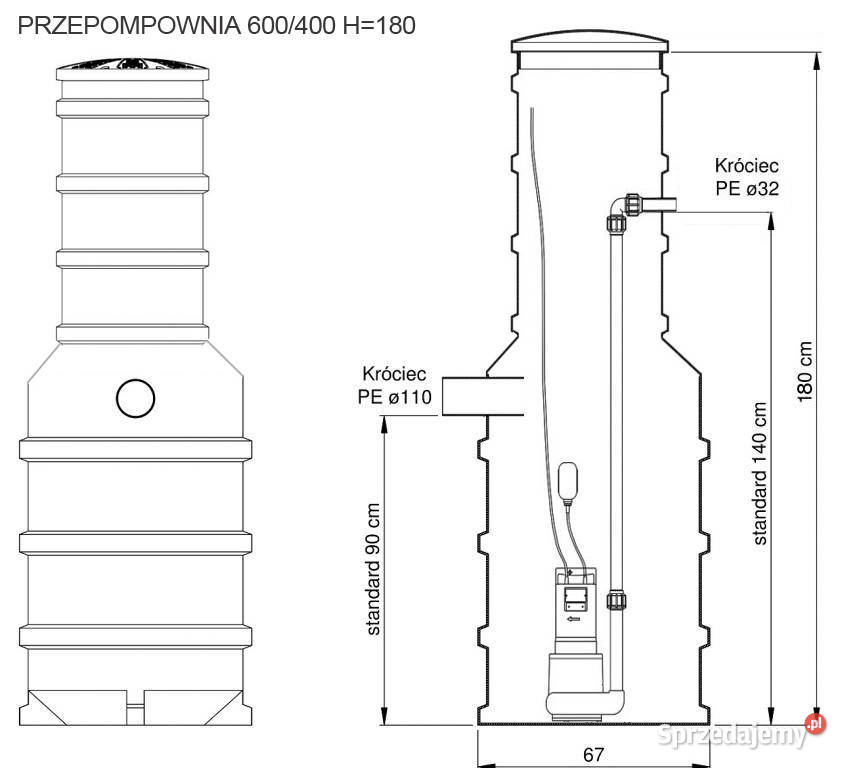 PRZYDOMOWA PRZEPOMPOWNIA ŚCIEKÓW 600 Z POMPĄ dolnośląskie Legnica