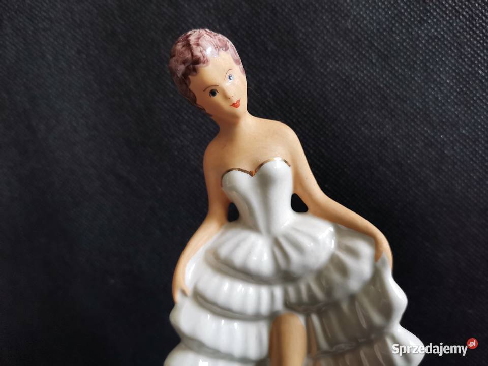 Stara figurka Dama w ukłonie porcelana Jan Katowice
