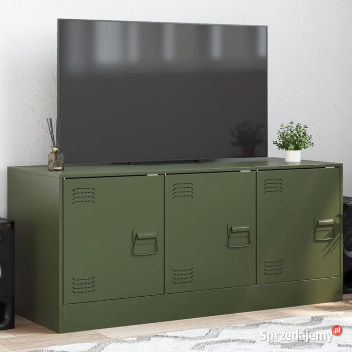 Szafka pod telewizor oliwkowa 99x39x44 stalowa