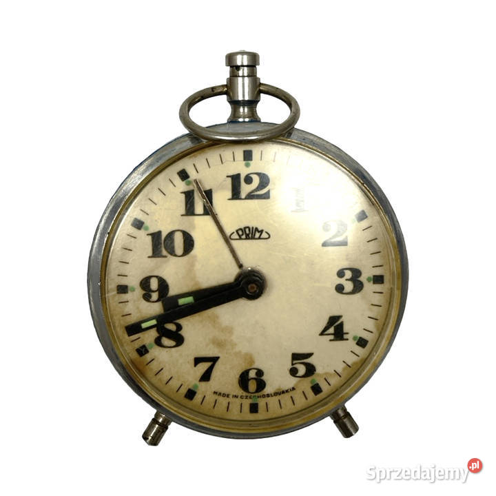 Niebieski mechaniczny budzik z uchwytem PRIM
