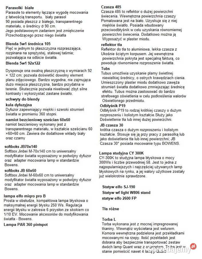 Akcesoria fotograficzne zestaw Gdynia