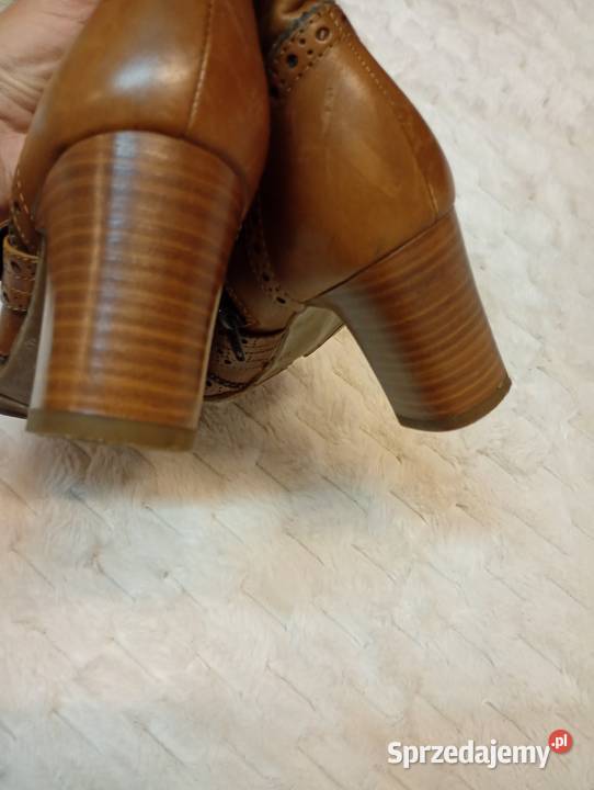 38 Real Leather brązowe Skórzane Botki Półbuty Kraków