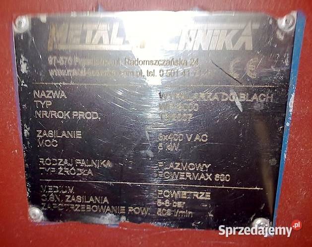 Wypalarka plazmowa cnc 3000x1500 Kompresor mazowieckie Mińsk Mazowiecki