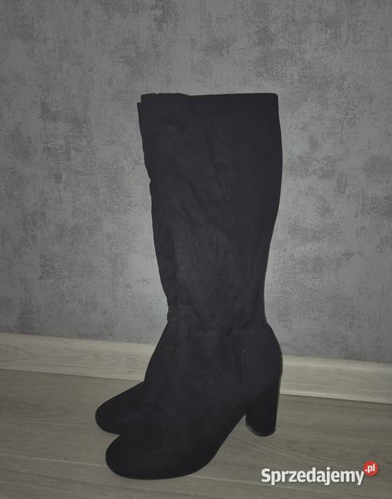 Kozaki damskie na obcasie 36 czarny Obuwie łódzkie Łódź