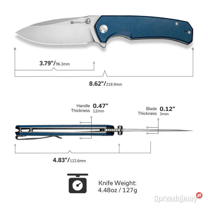 Nóż składany Sencut Skarnax Blue Canvas Micarta Warszawa