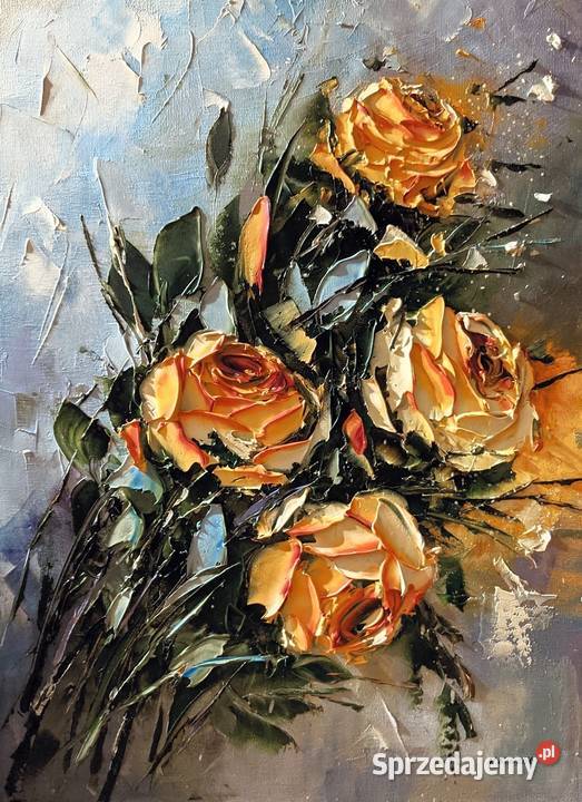 Kowalik Róże obraz olejny 30x40 kwiaty Warszawa sprzedam